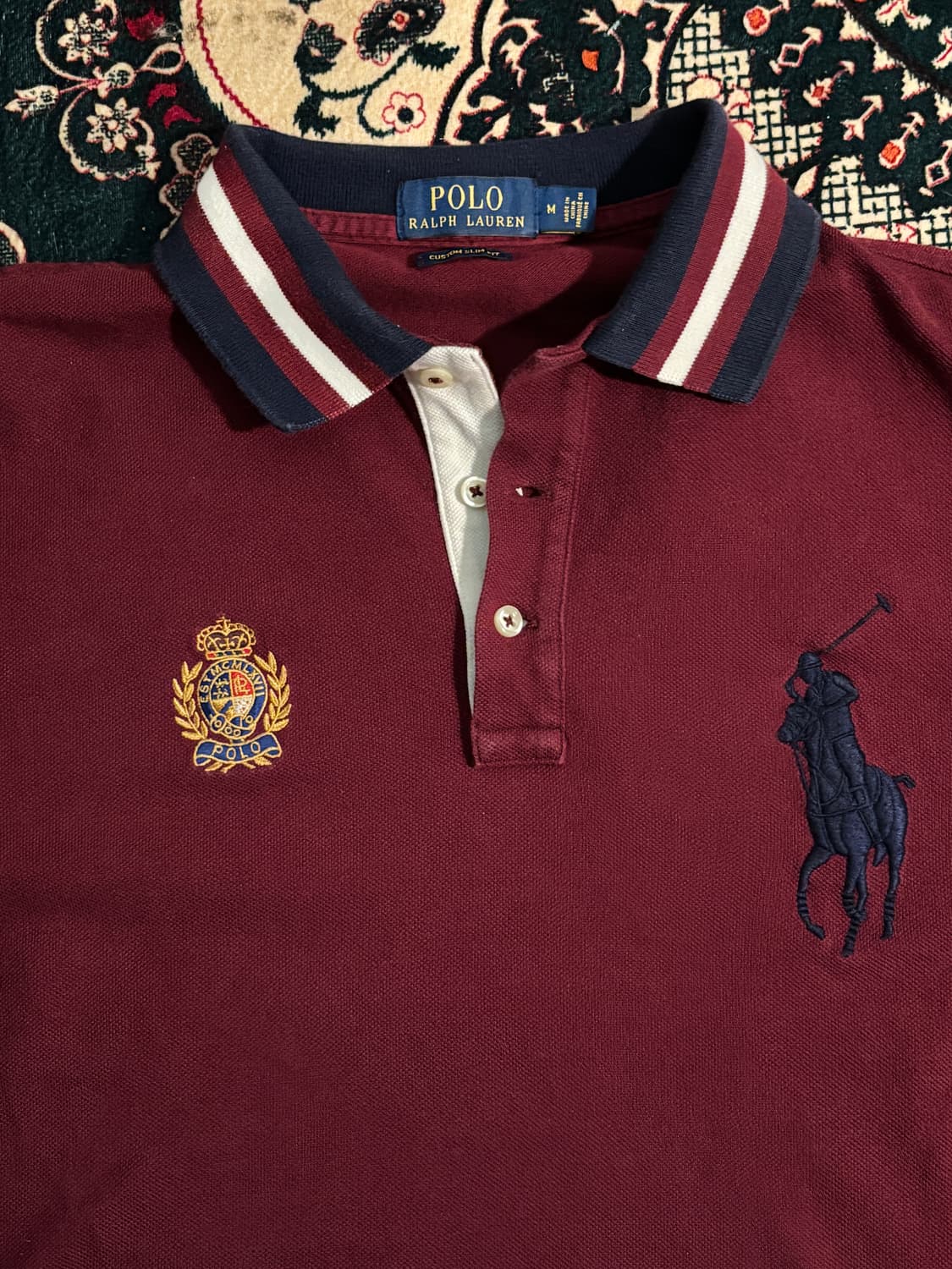 폴로 랄프로렌 빅포니 넘버링 반팔 카라티 버건디 네이비 M 상품이미지4