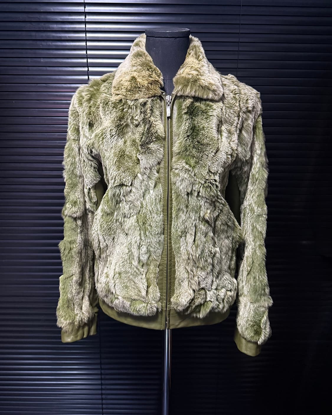 yeker 카키 렉스 털 양 가죽 믹스 퍼 자켓 밍크 여우 토끼 레더  상품이미지2