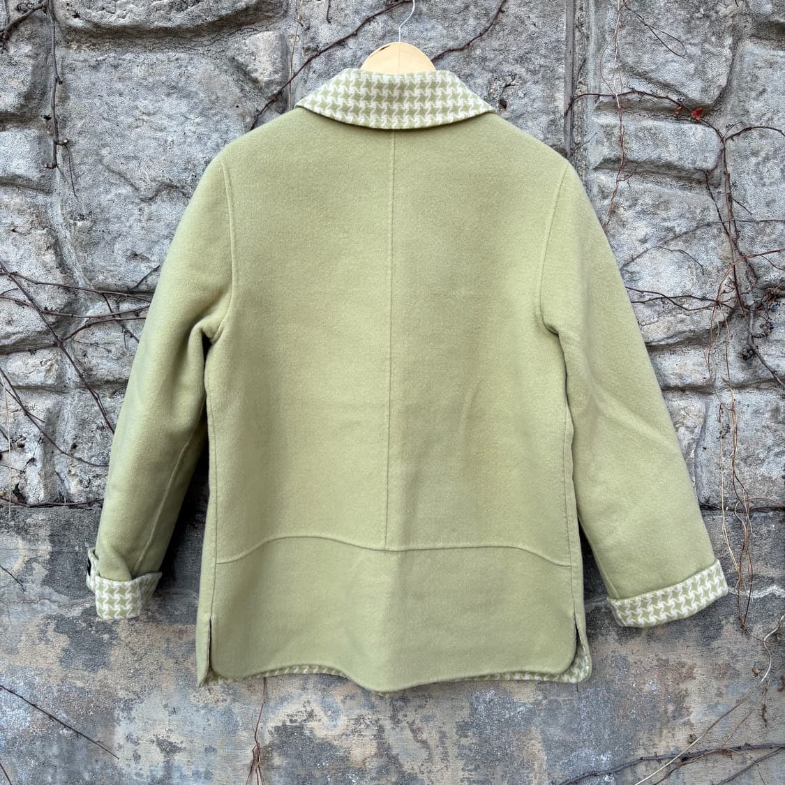 아메카지 모리 깅엄 체크 카라 포인트 핸드메이드 오버핏 빈티지 자켓 코트 상품이미지2