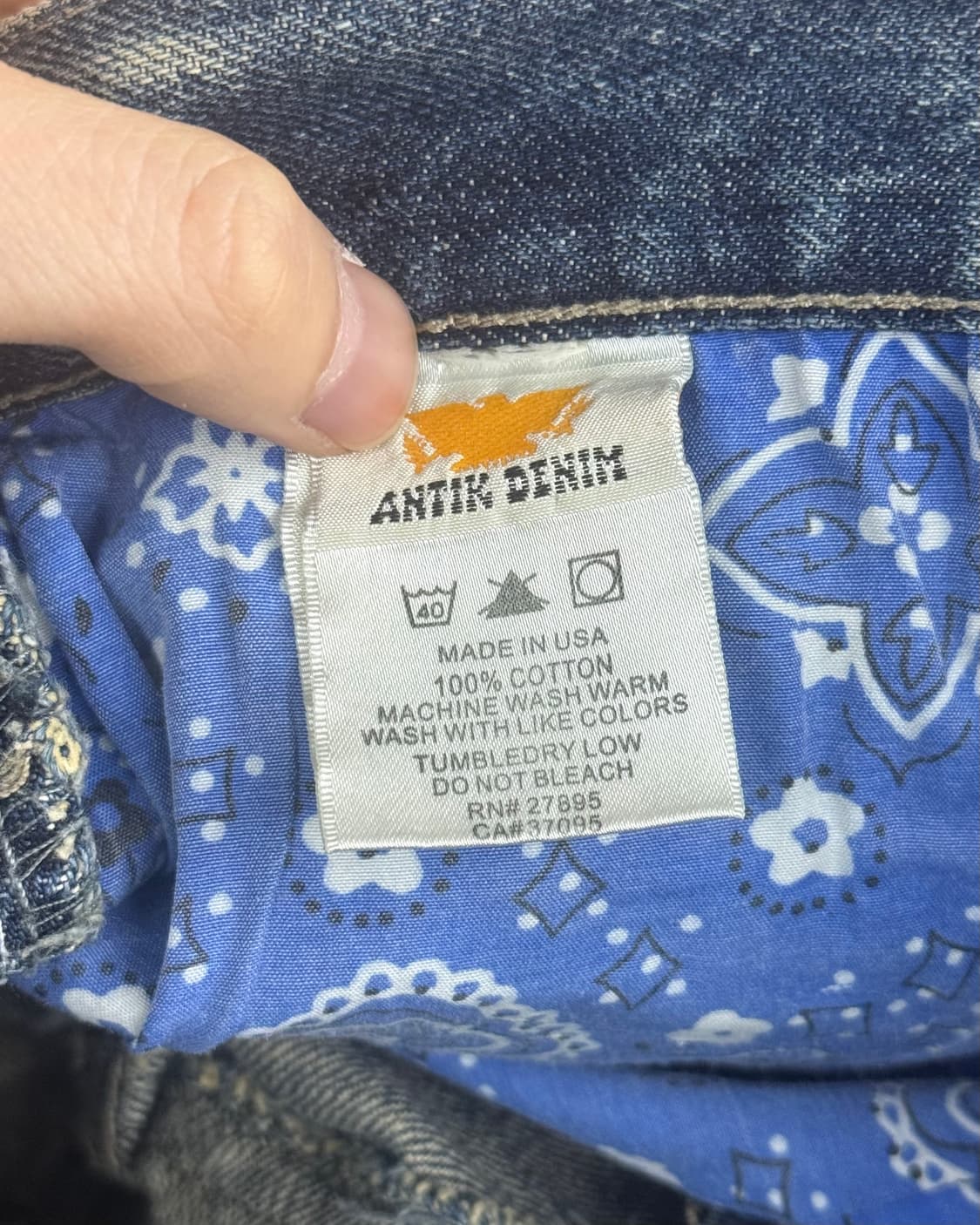 ANTIK DENIM 워싱 데님 웨스턴 에스닉 자수 포켓 반바지 32 상품이미지5