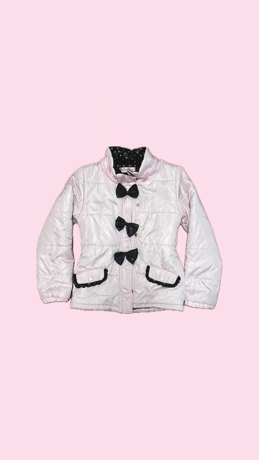 일본빈티지 핑크 블랙 리본 패딩 stc 리즈리사 트랄라라 상품이미지1