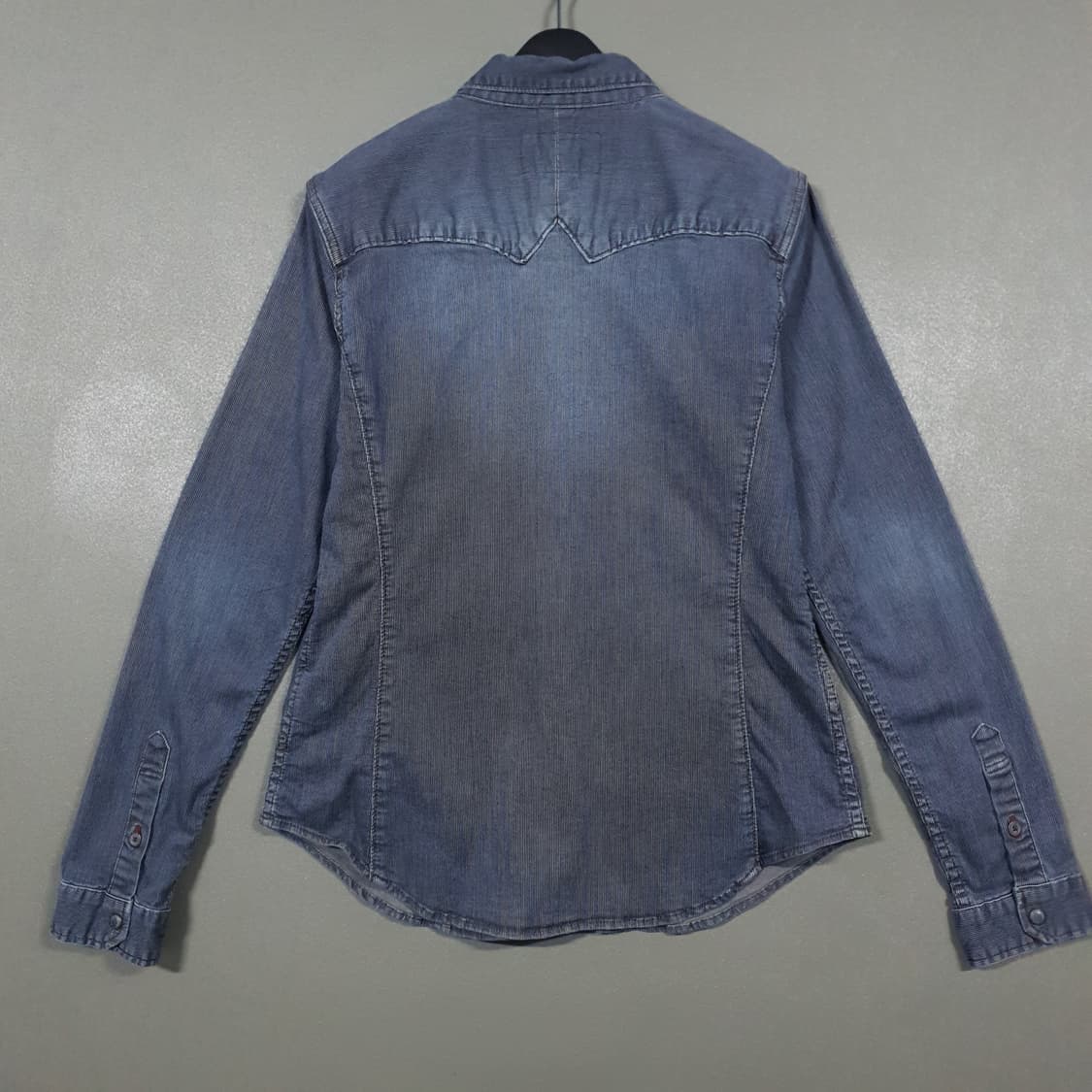 M) 버커루 워싱 투포켓 빈티지 나노 체크 웨스턴 셔츠 남방 인디고 상품이미지9
