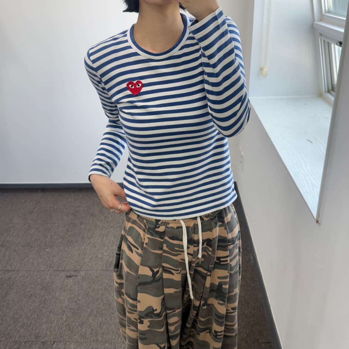 Comme des garcons 꼼데가르송 레드와펜 블루 롱슬리브 상품이미지1