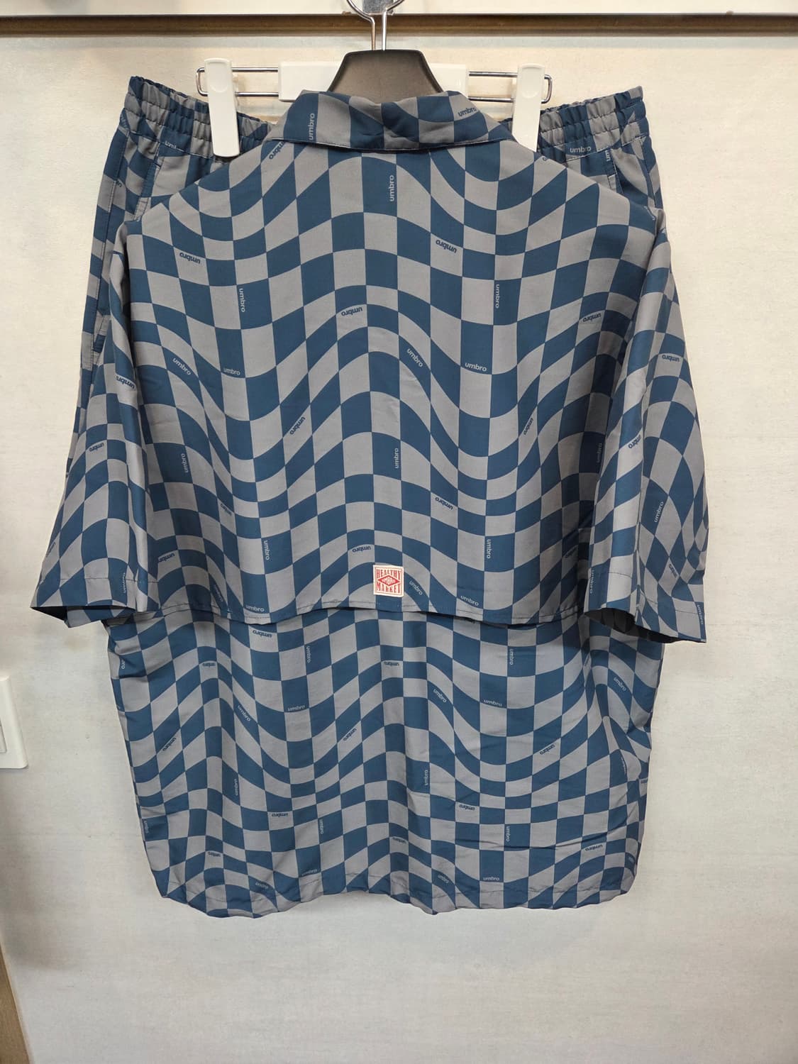 엄브로 린넨 라이크 체크 셔츠반팔 4부반바지 세트 xll 상품이미지2