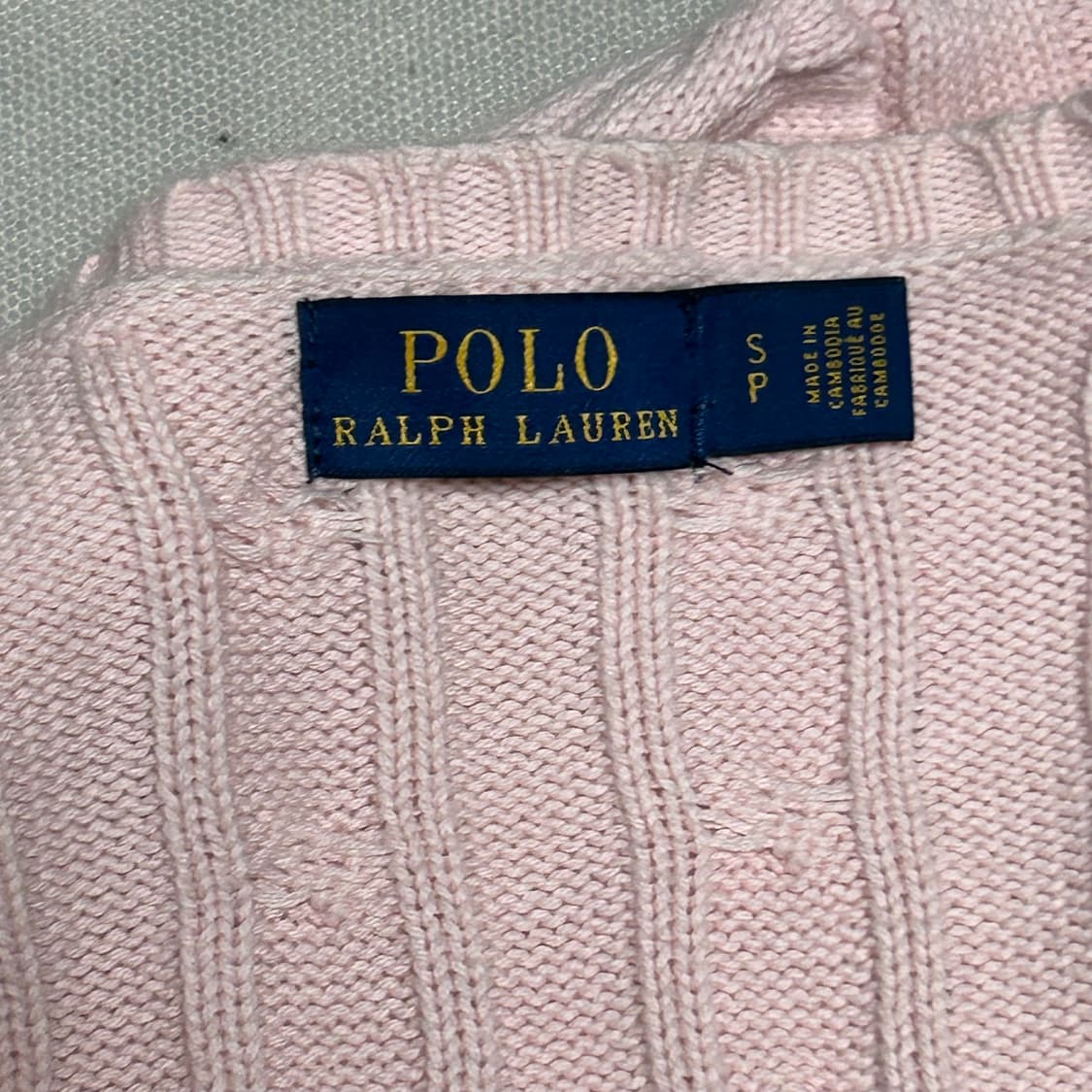 S 폴로랄프로렌 여성용 연핑크 케이블 브이넥 니트 상품이미지4