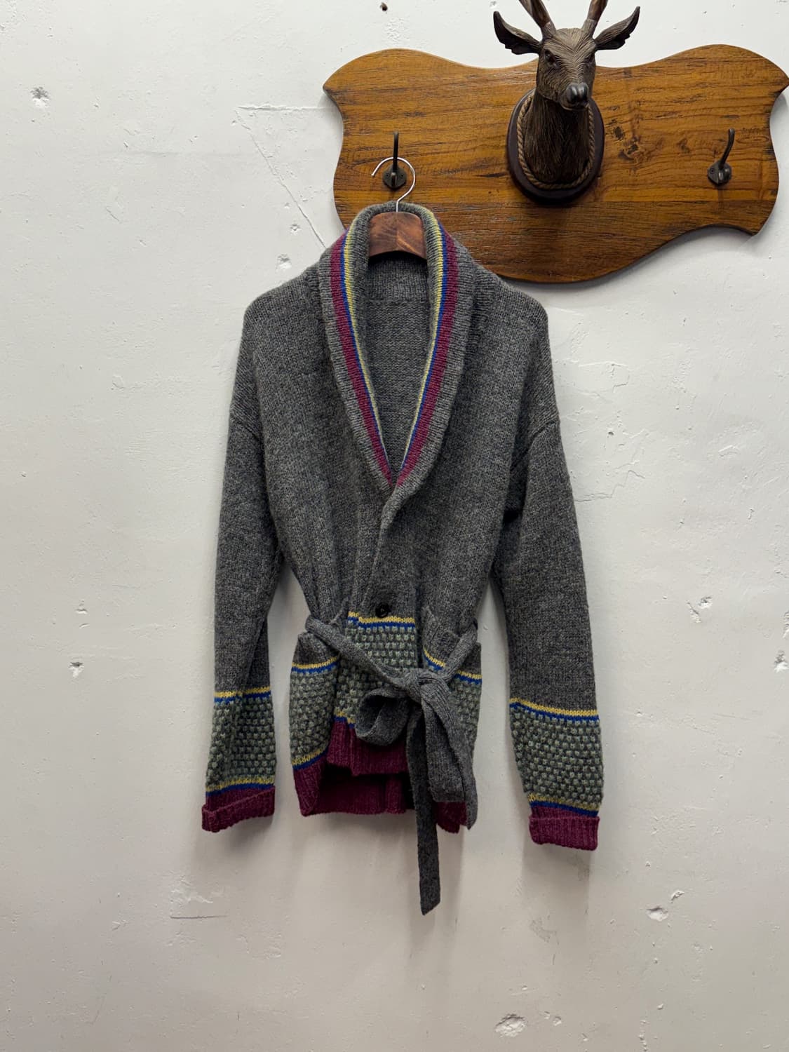 45rpm Wool Knit Belted Shawl Collar Card 상품이미지2