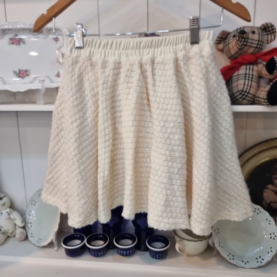 아이보리 니트 플레어 스커트 상품이미지5