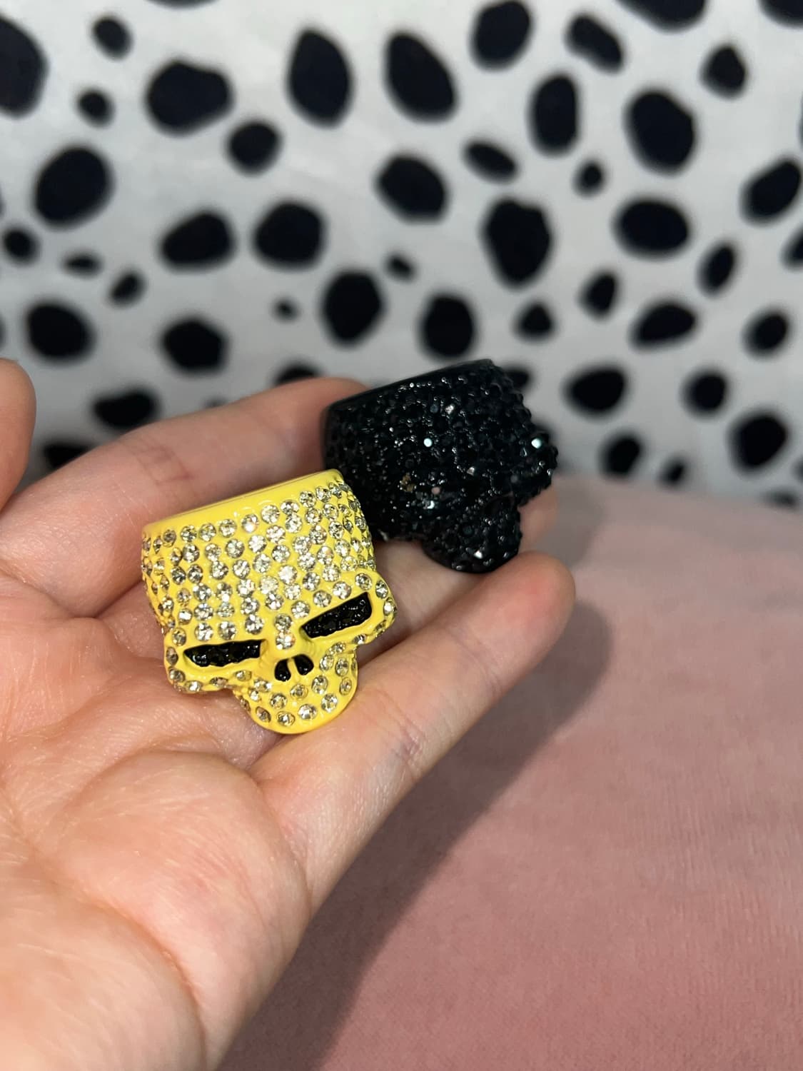 갸루 펑크 y2k 볼드 해골 큐빅 반지 일괄 상품이미지2