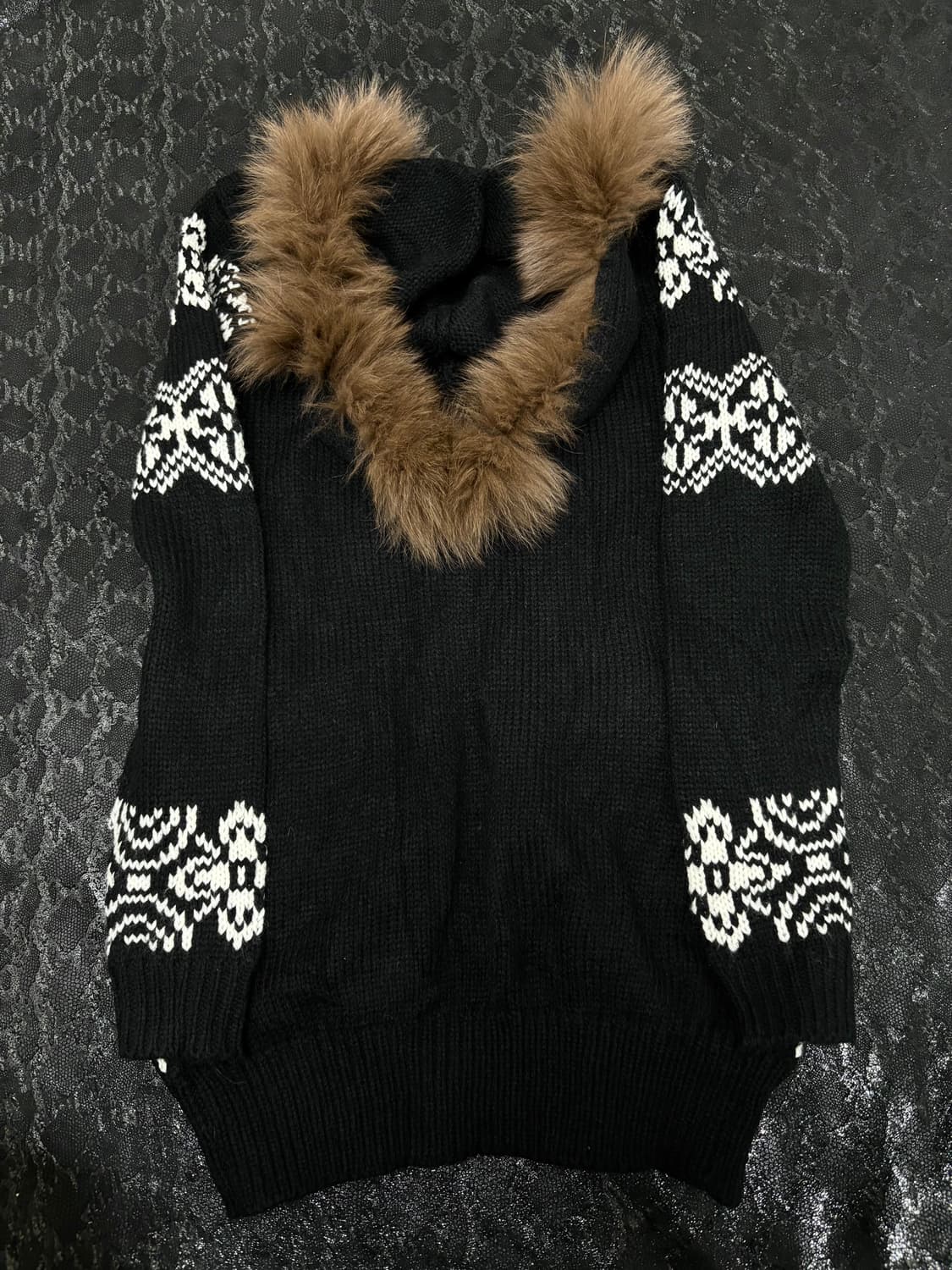 “Vintage”00’s Brown Fur Black Knit 2-way 상품이미지10