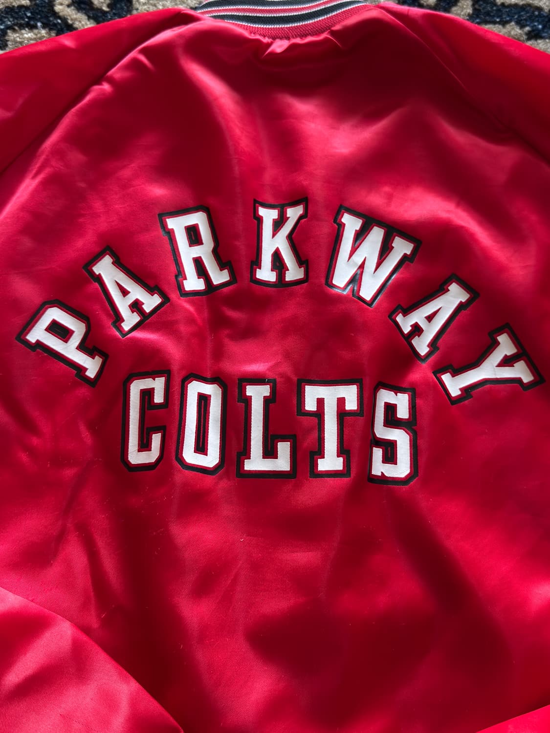 90s USA Chalk Line satin varsity Jacket 상품이미지4