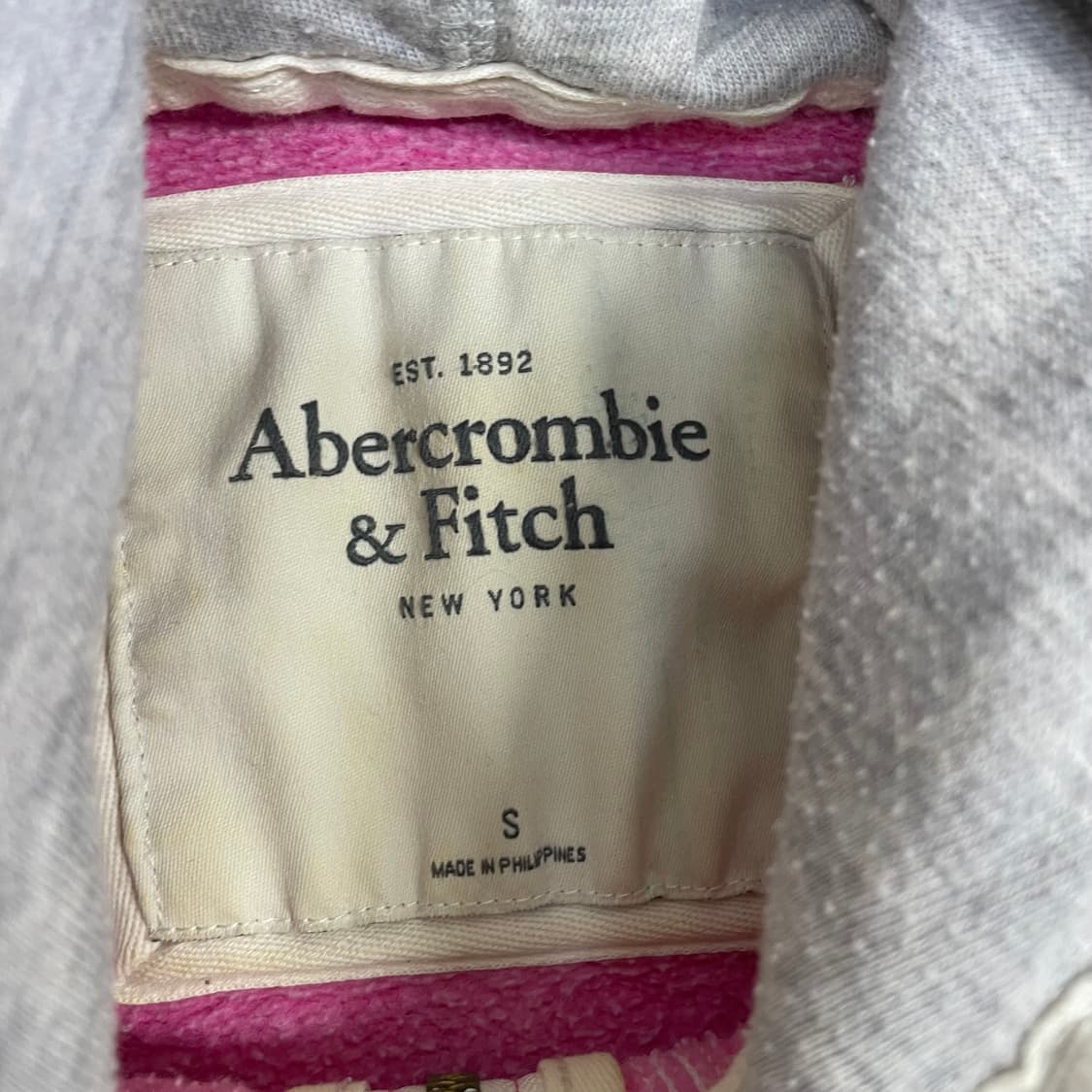 아베크롬비 아치 로고 후드집업 핑크 상품이미지3