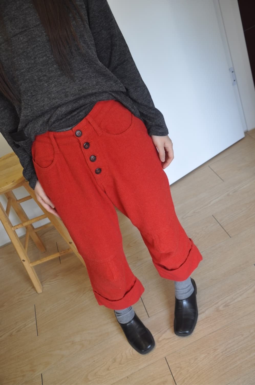 레드 울 카프리 팬츠 상품이미지1