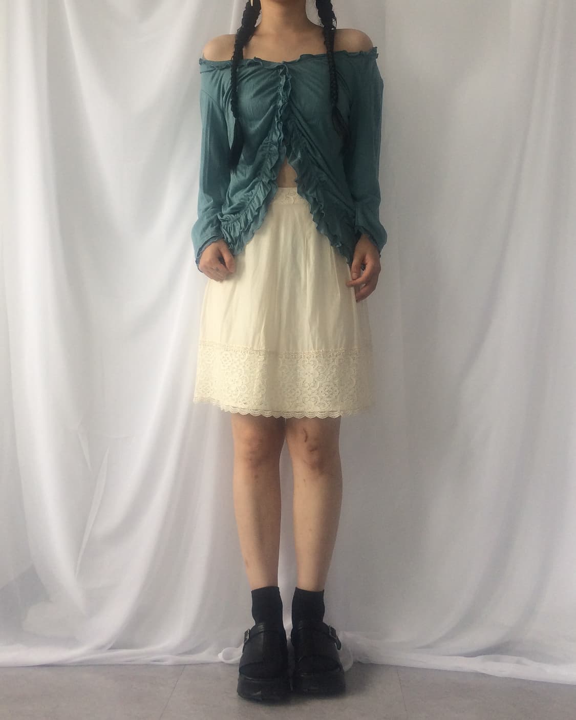 Frill shirring cardigan 상품이미지1