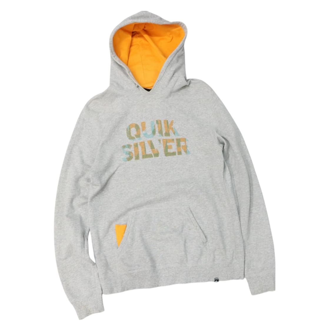 QUIKSILVER 퀵실버 빈티지 로고 오렌지 포인트 그레이 후드티 상품이미지1