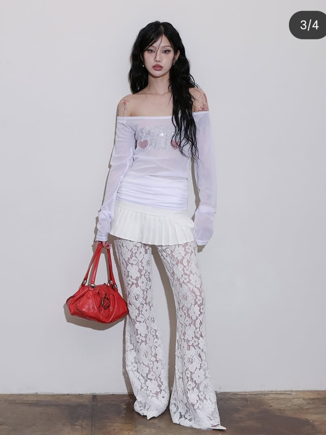 티미드프리크 Starring Me Mesh Dress White 상품이미지2