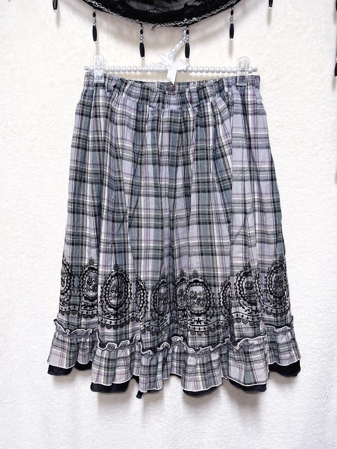 엑시즈팜 로맨틱고딕 고스로리 오리엔탈 엔틱 레이스 플리츠 스커트 핀터 상품이미지1