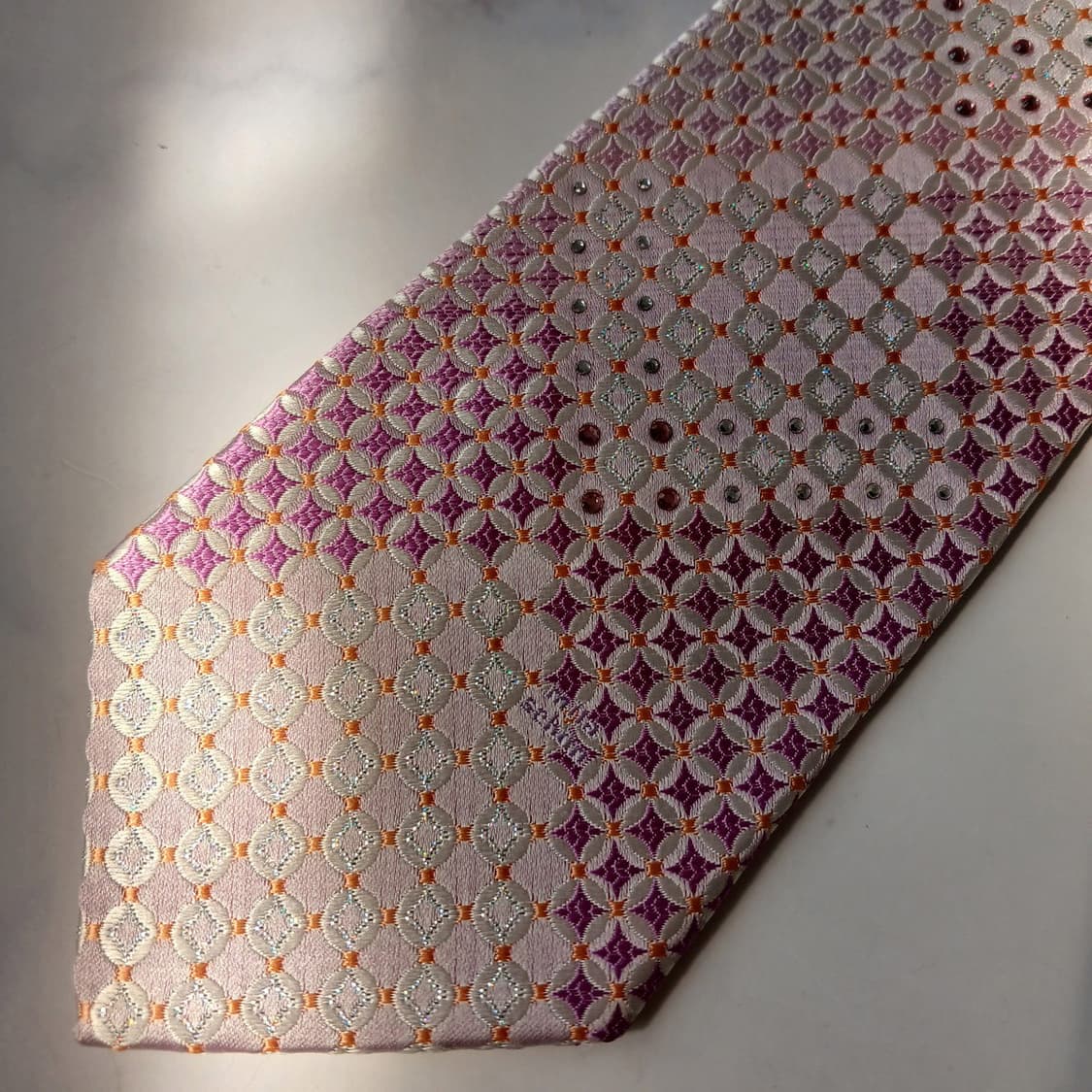 밀라숀 실크 핑크 패턴 넥타이 9cm A+등급 e807 상품이미지7