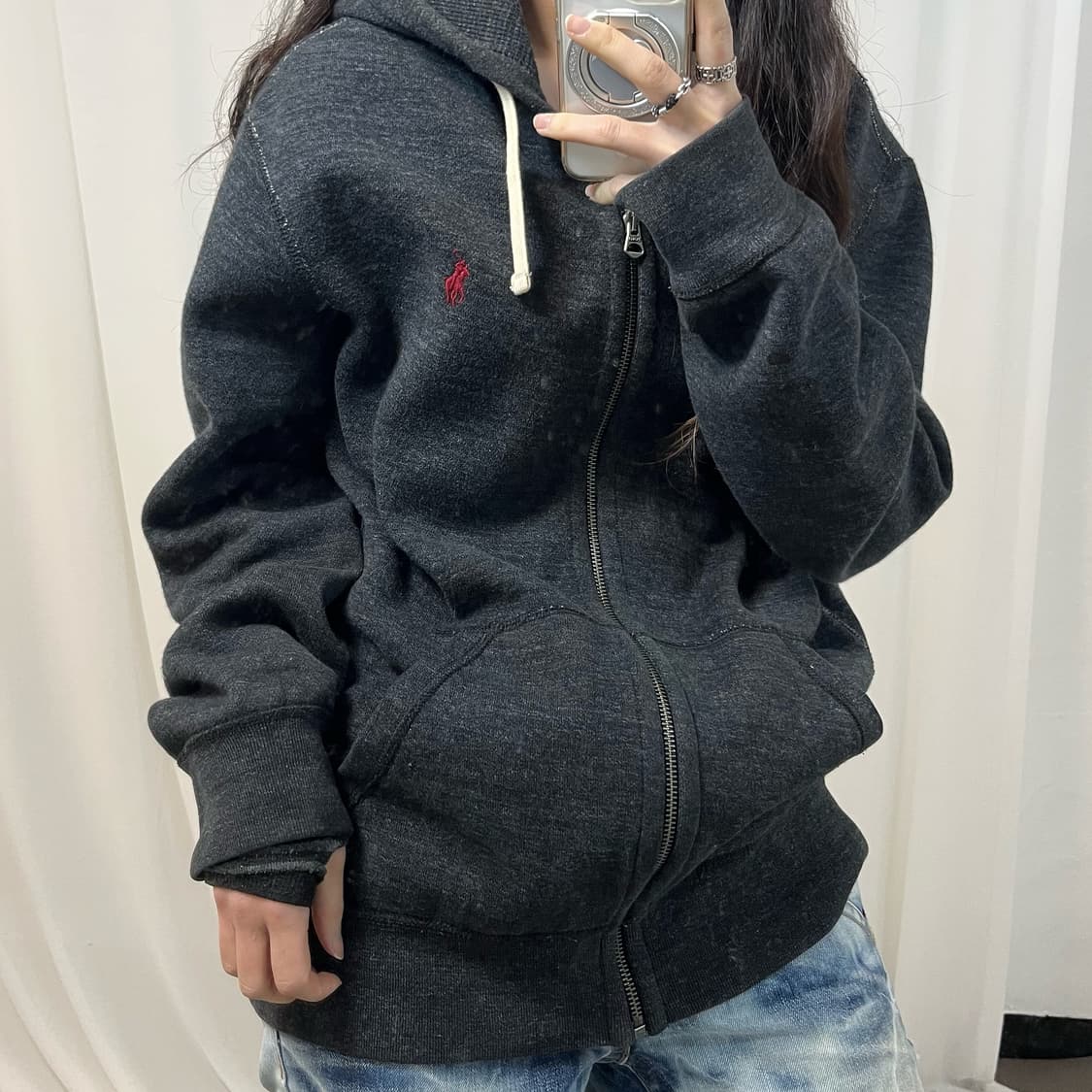 Polo Charcoal Thermal Hoodie Zip-up 상품이미지3