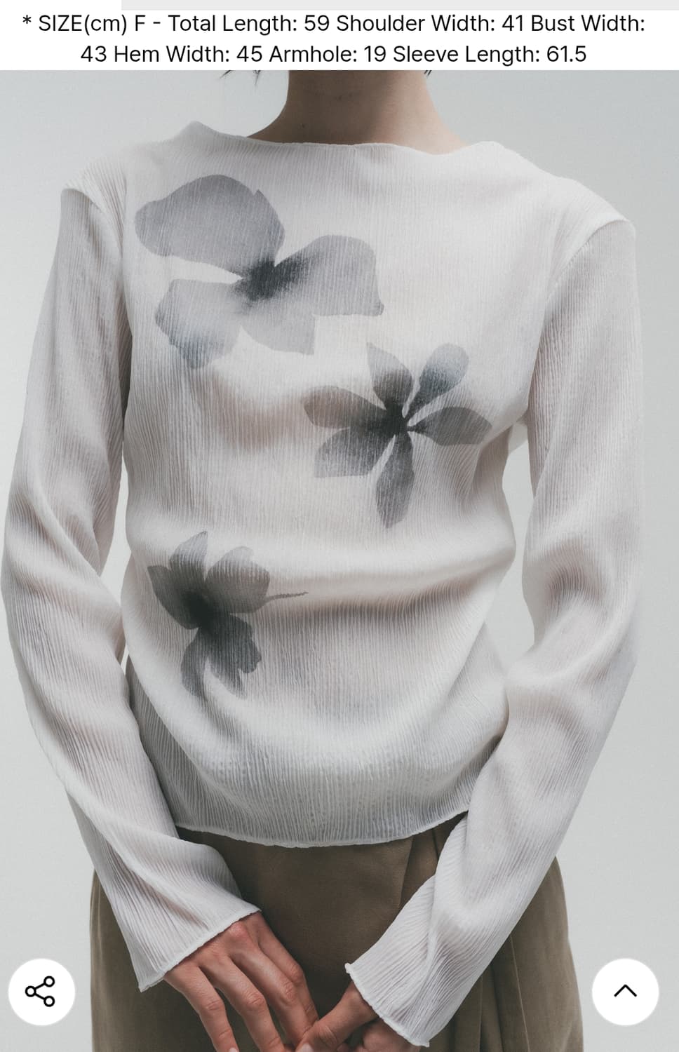 솔티페블 PLEATS FLOWER PRINTING TOP [WHITE] 상품이미지2