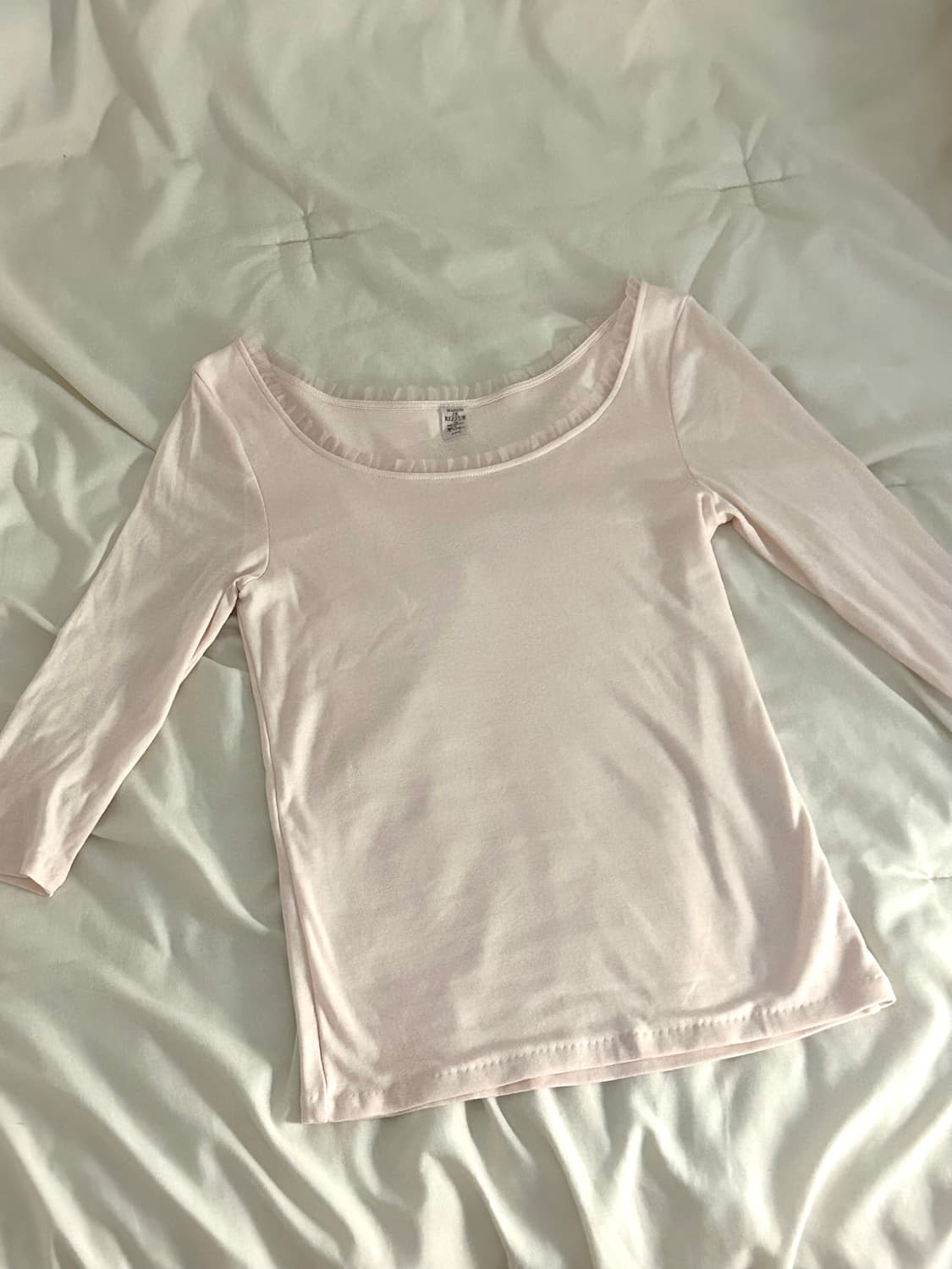 일본 빈티지 7부소매 티셔츠 레이스 프릴 발레코어 히메갸루 상품이미지1