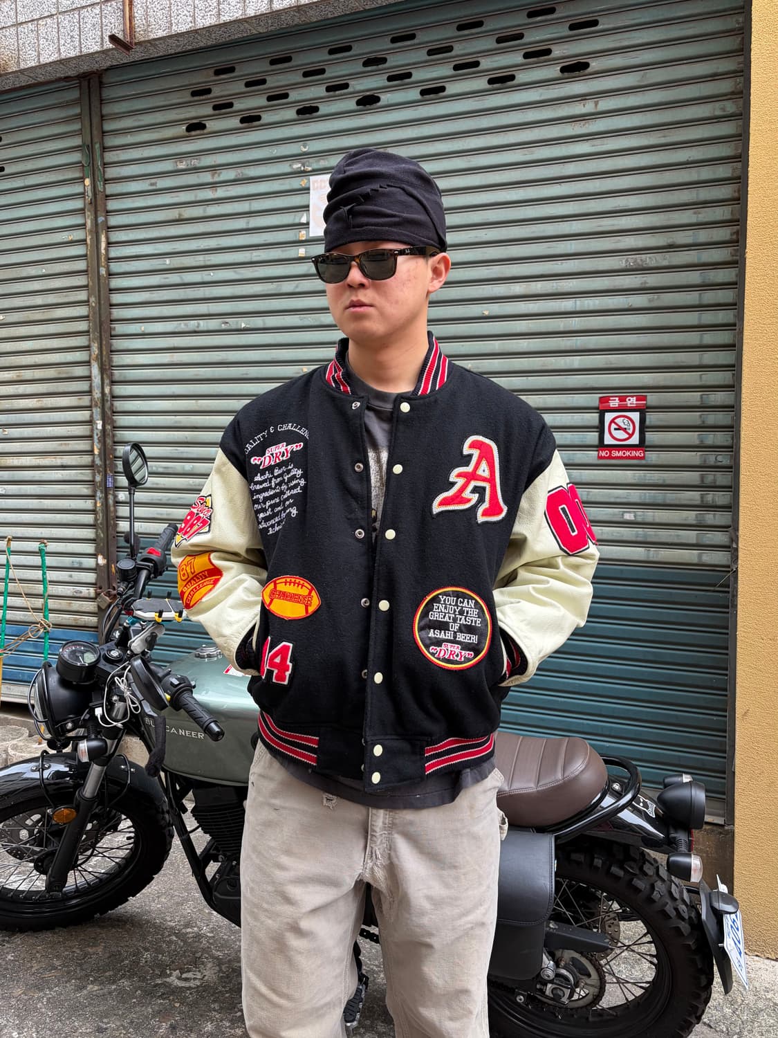 Super dry Asahi patch varsity jacket 상품이미지1