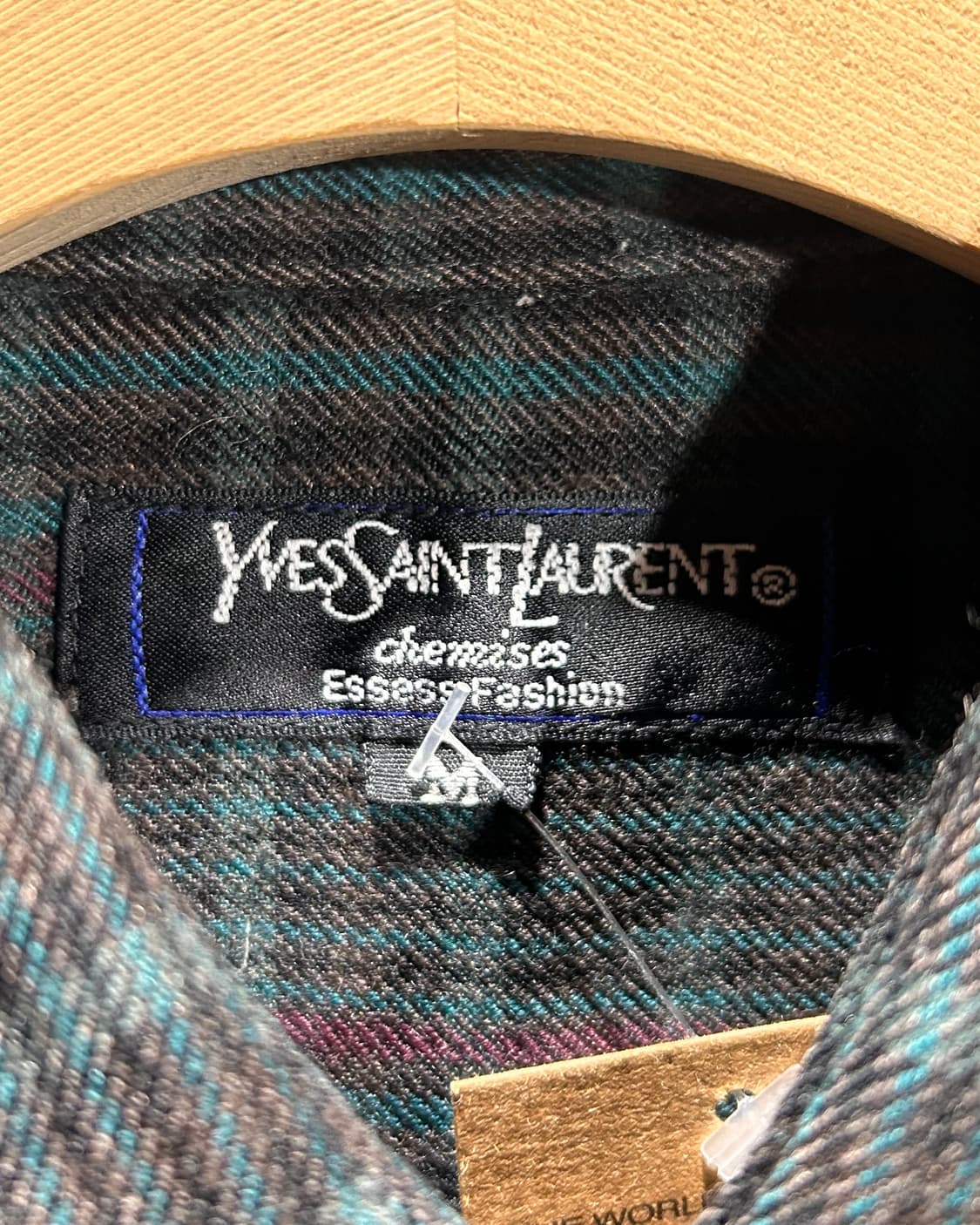 M YSL 입생로랑 딥그린 체크셔츠 상품이미지5