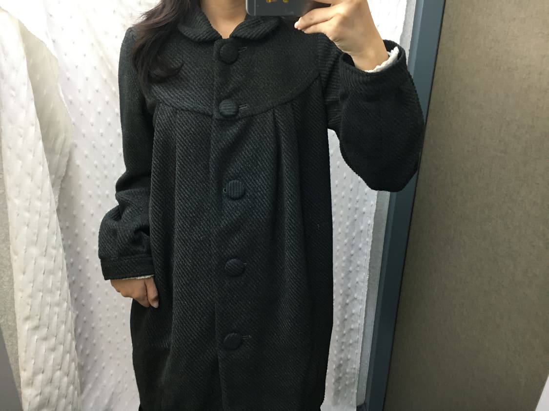 둥근 카라 차콜 롱 코트 상품이미지5