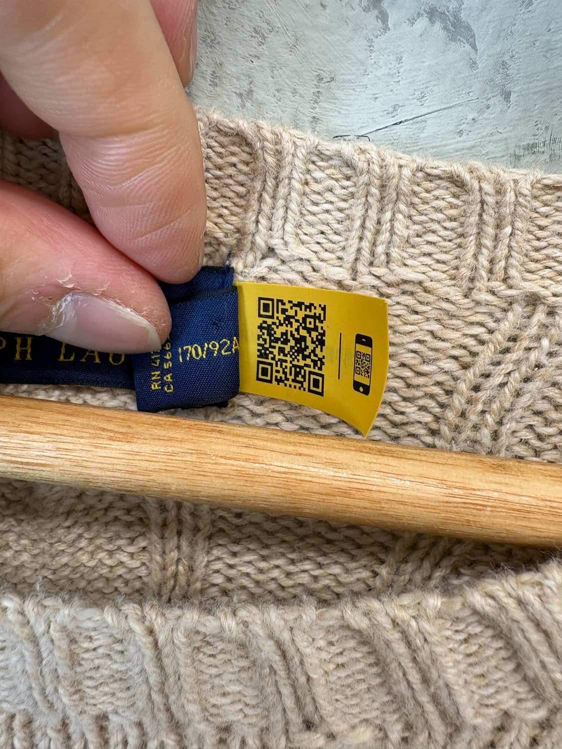 폴로랄프로렌 큐알 인증 베이지 케이블 니트 상품이미지8