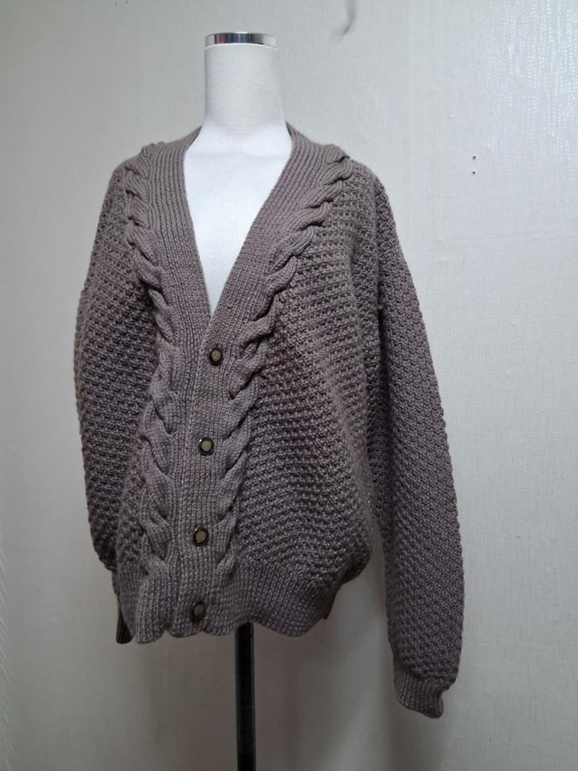 일본빈티지 핸드메이드 두툼한 울뜨게 스웨트가디건 입체 와플뜨게 88까지 상품이미지1