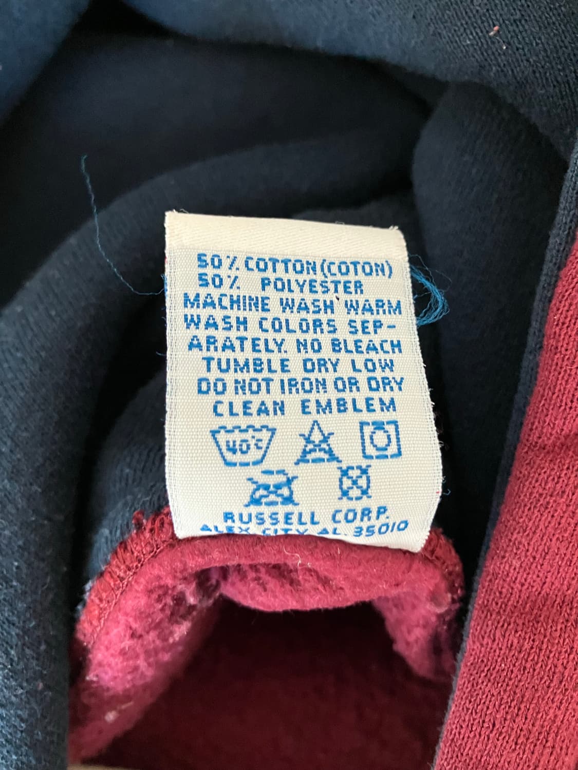 🇺🇸 90s 러셀 후드티 버건디/네이비 made in USA 상품이미지4