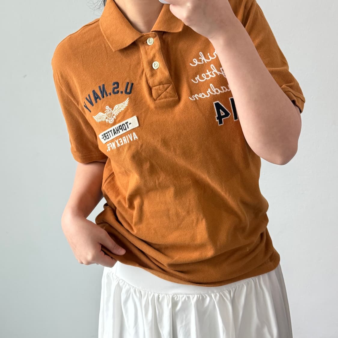 [L] 아비렉스 자수 카라티셔츠 상품이미지2