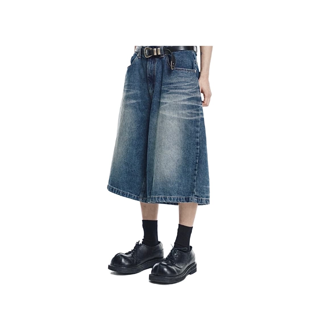 (1회착 택포가격) 이지노이지 8부 데님 버뮤다팬츠 딥블루 2번 상품이미지1