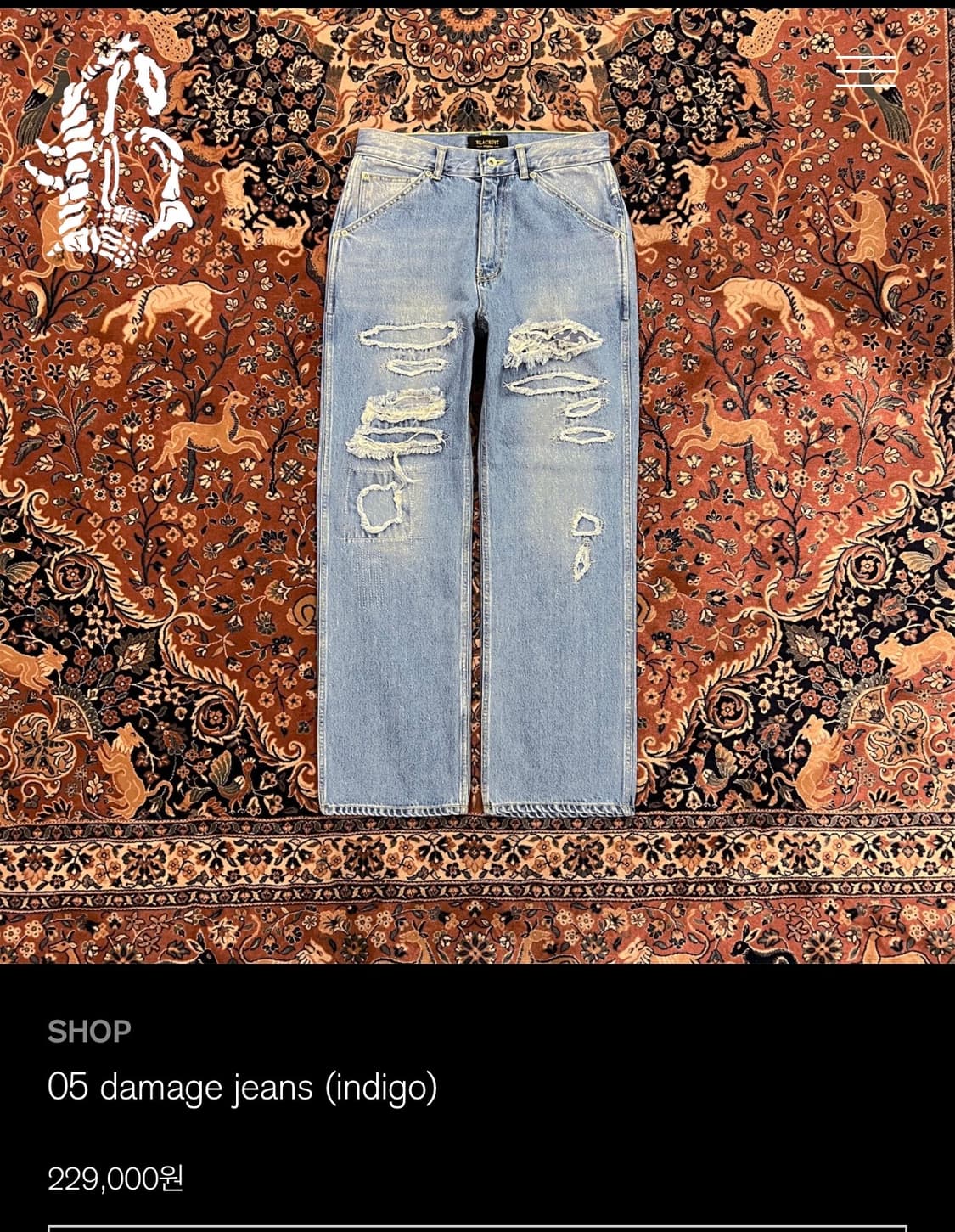 Blackout 05damage jeans(indigo) L사이즈 상품이미지1