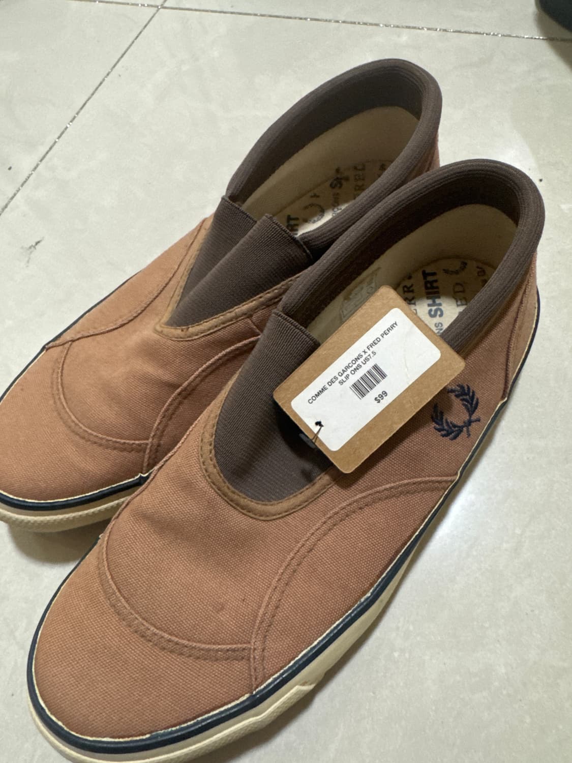 꼼데가르송 X 프레드페리 슬립온  실착X 상품이미지2