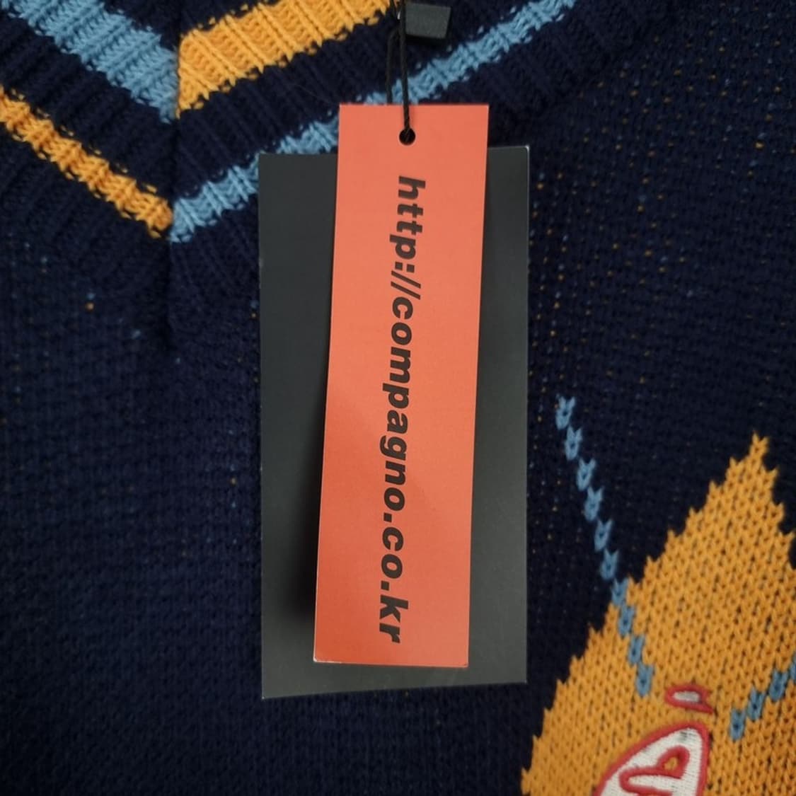 [꼼파뇨] (새상품) 오버사이즈 브이넥 니트 네이비 M18697 상품이미지7