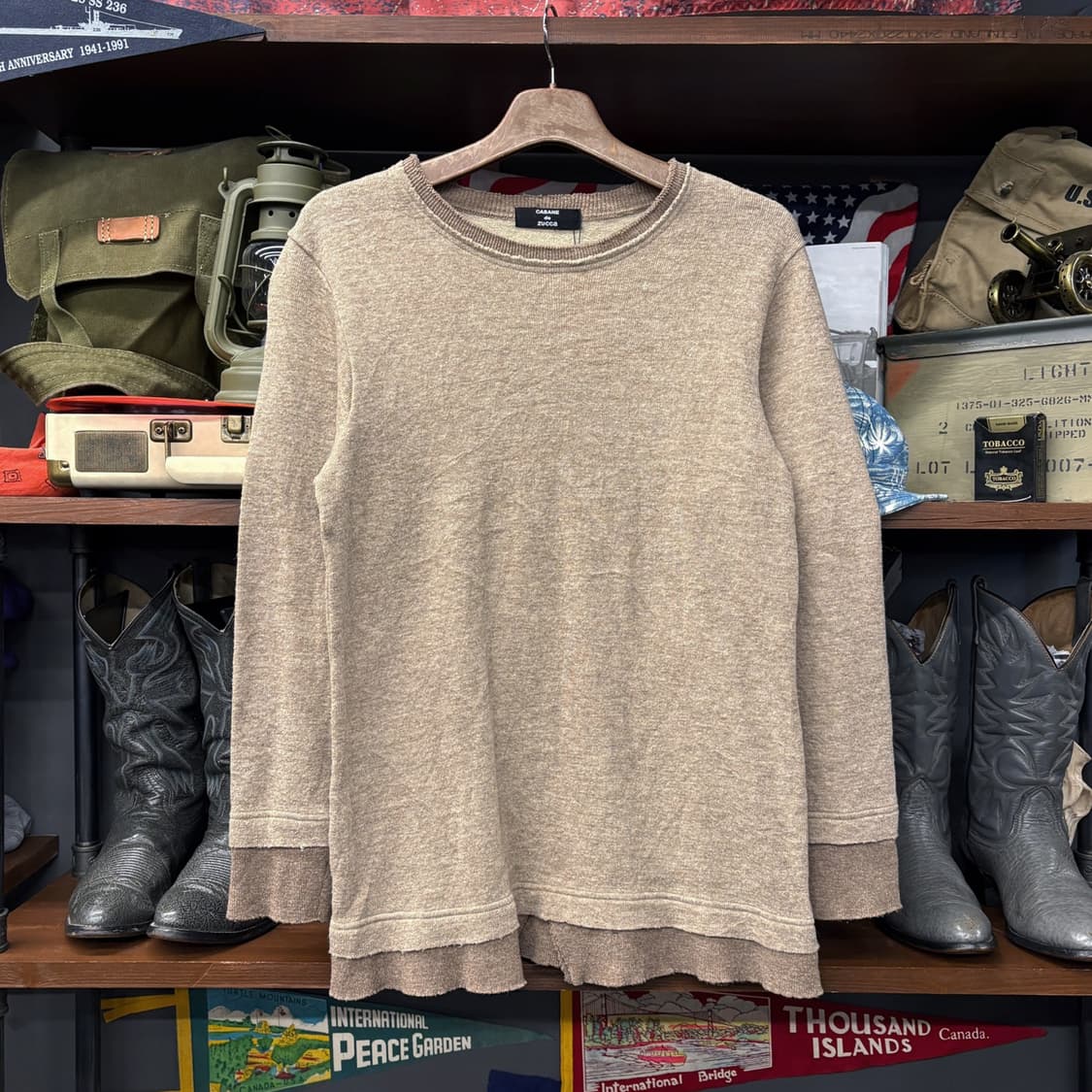 00s 주카 톤온톤 레이어드 컷오프 롱슬리브 울 니트 스웨터 N560 상품이미지1