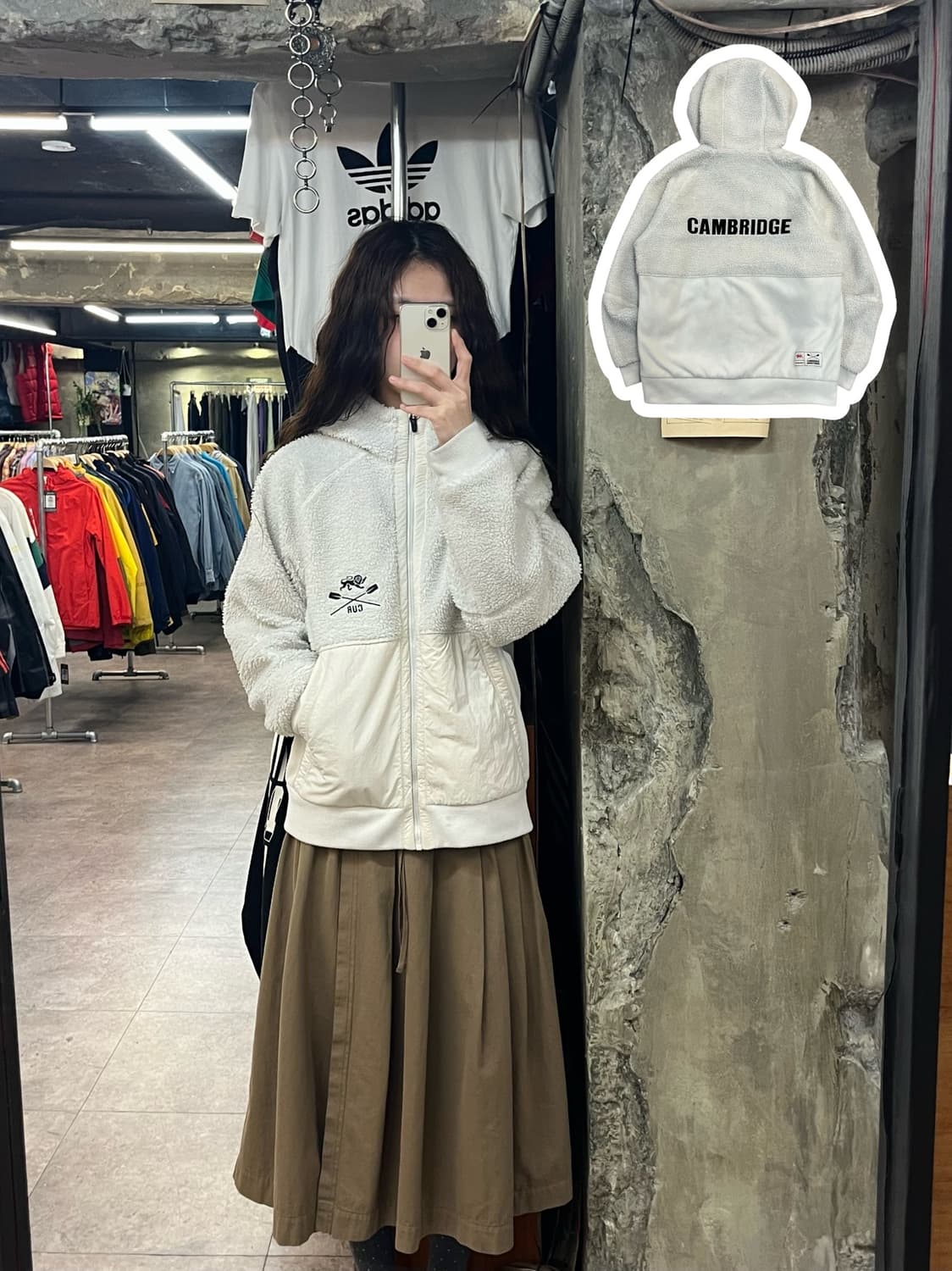 데상트 플리스 후드집업 화이트 키즈160 #csz2257 상품이미지1