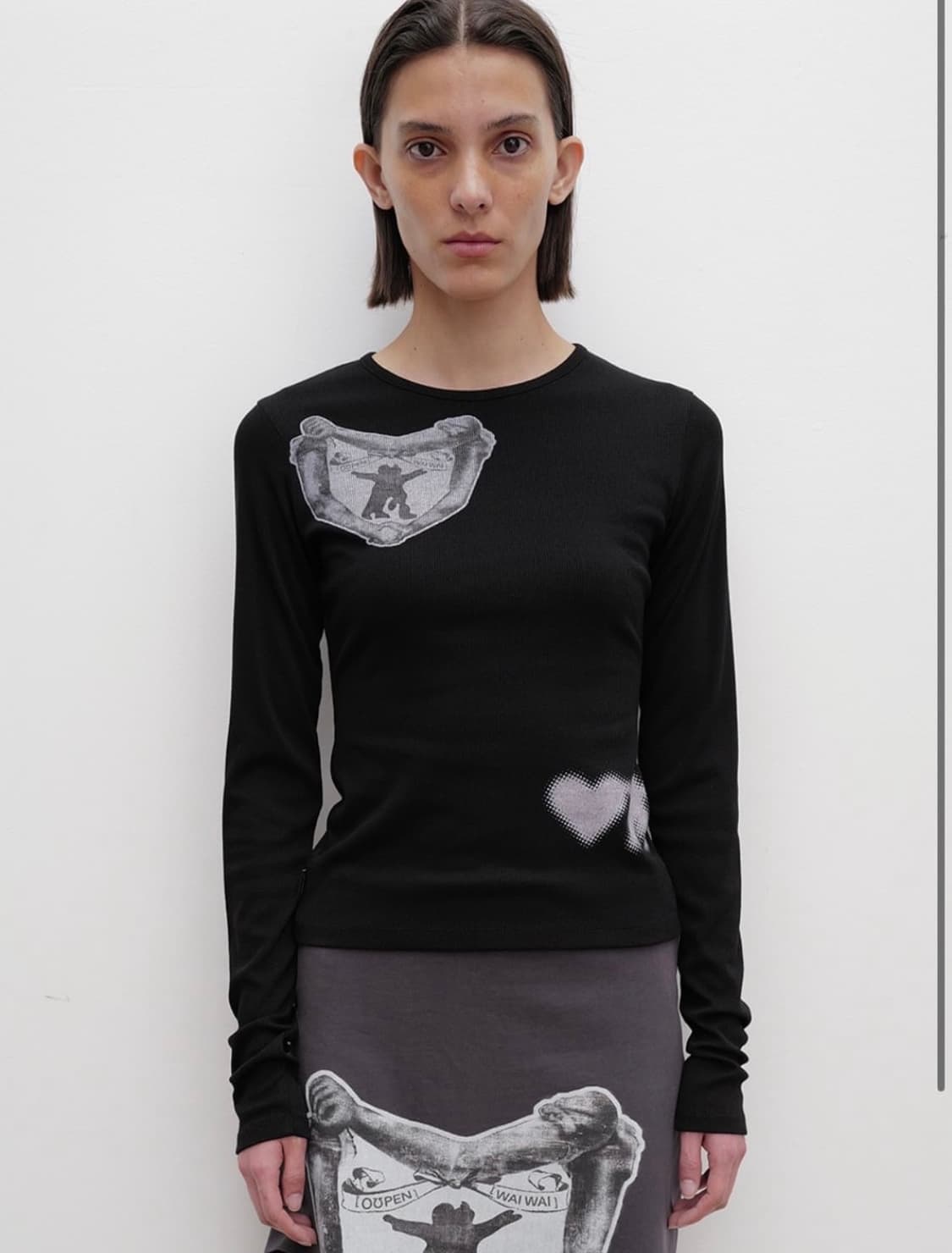 오픈와이와이 RIBBED YY HUG & HEART TOP (BLACK) 상품이미지3