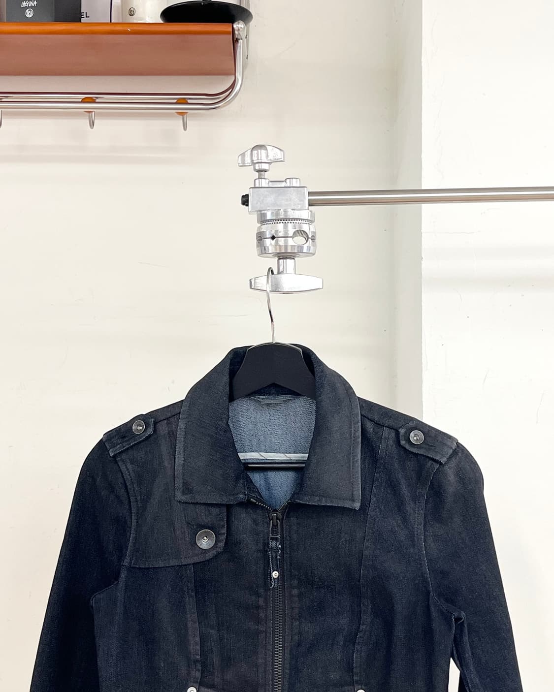 아르마니 익스체인지 블랙 데님 바이커 집업 자켓 상품이미지2