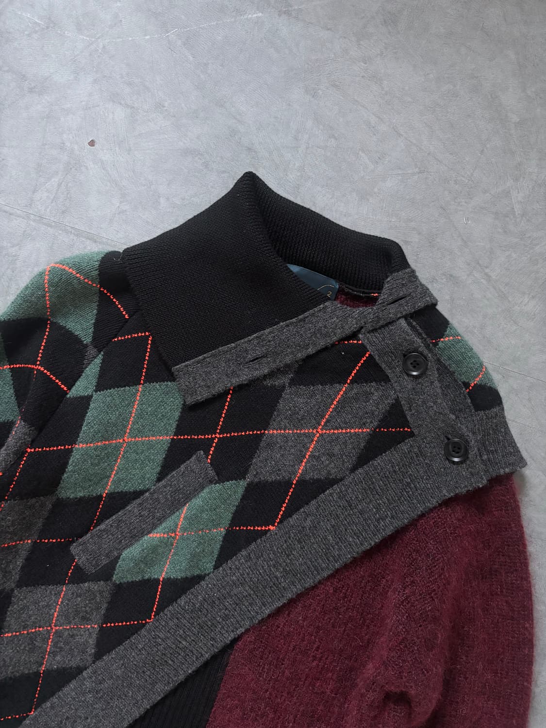 KOLOR 컬러 20AW 언발란스 숄 니트 상품이미지4