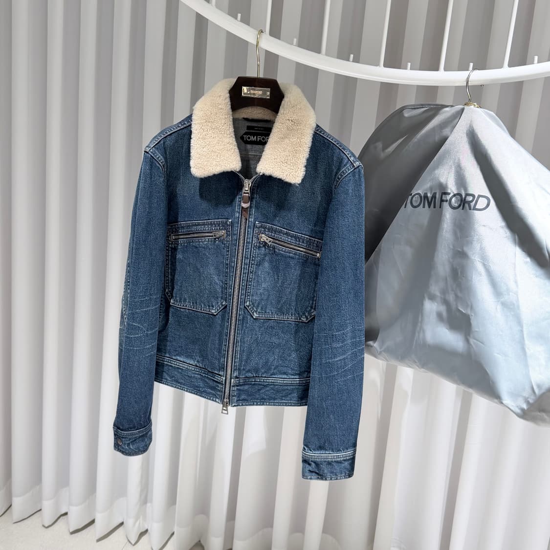 (A+/50) / 톰포드 데님 시어링 블루 데님 블루종 봄버 청자켓 상품이미지2