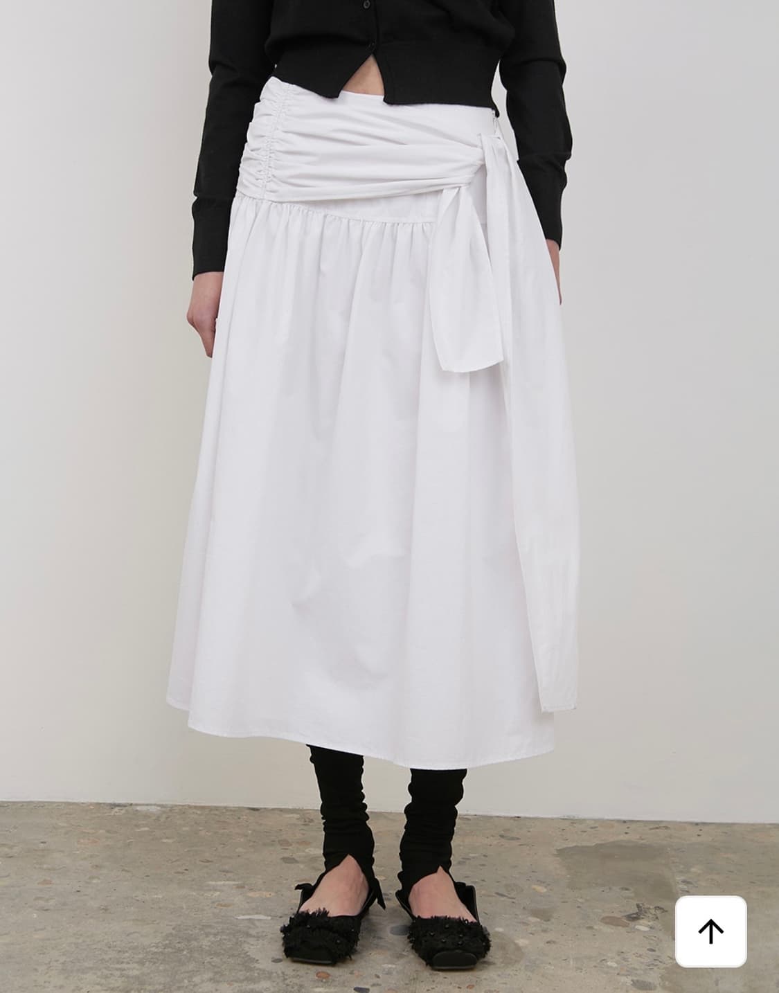 로우타이드 yoke flare skirt white 상품이미지2