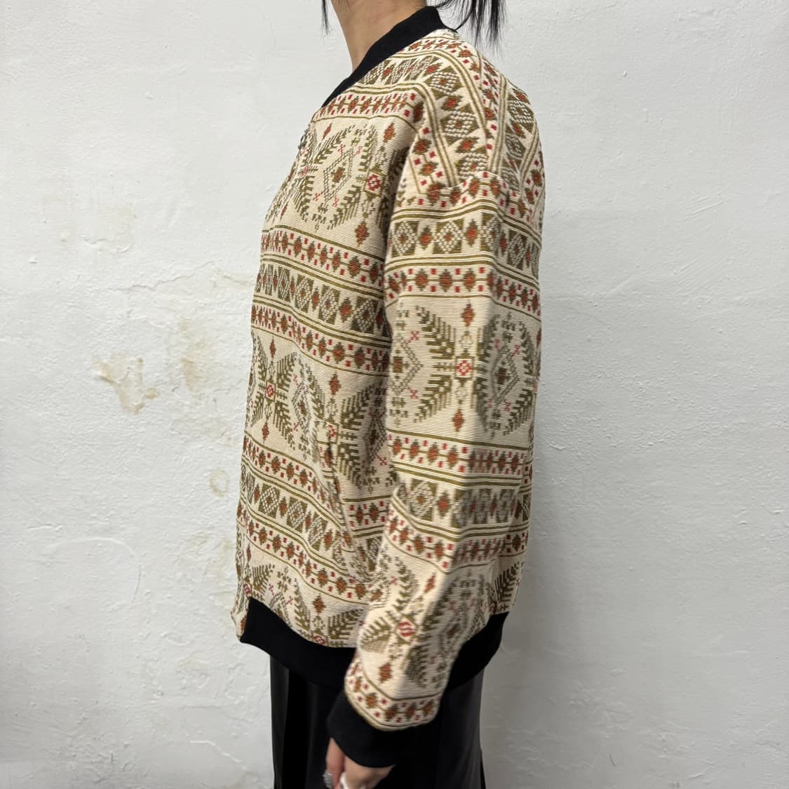 Revo. 아이보리컬러 노르딕 패턴 고블린 집업 블루종 자켓 상품이미지2