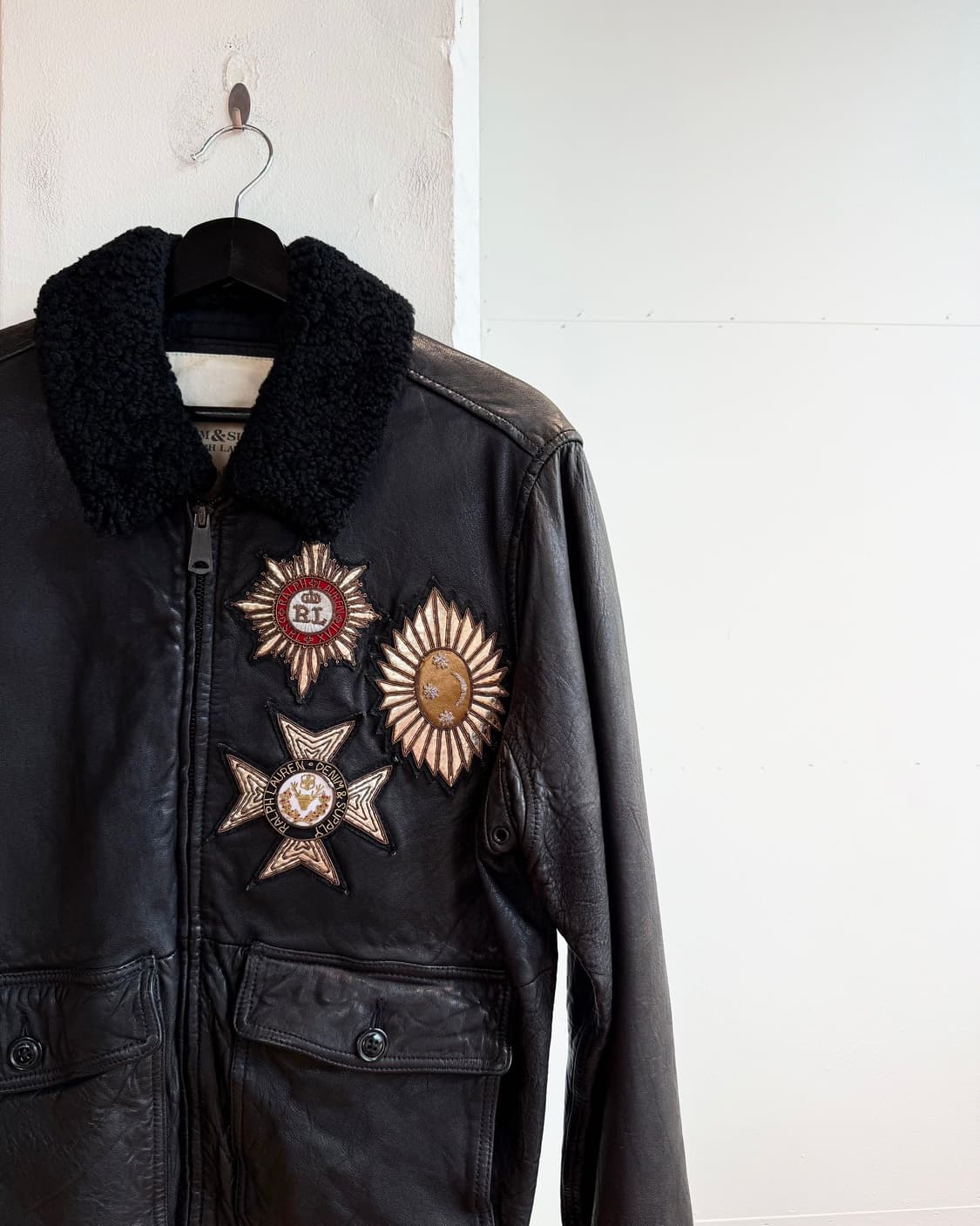 데님 앤 서플라이 블랙 쉽스킨 레더 자켓  상품이미지5