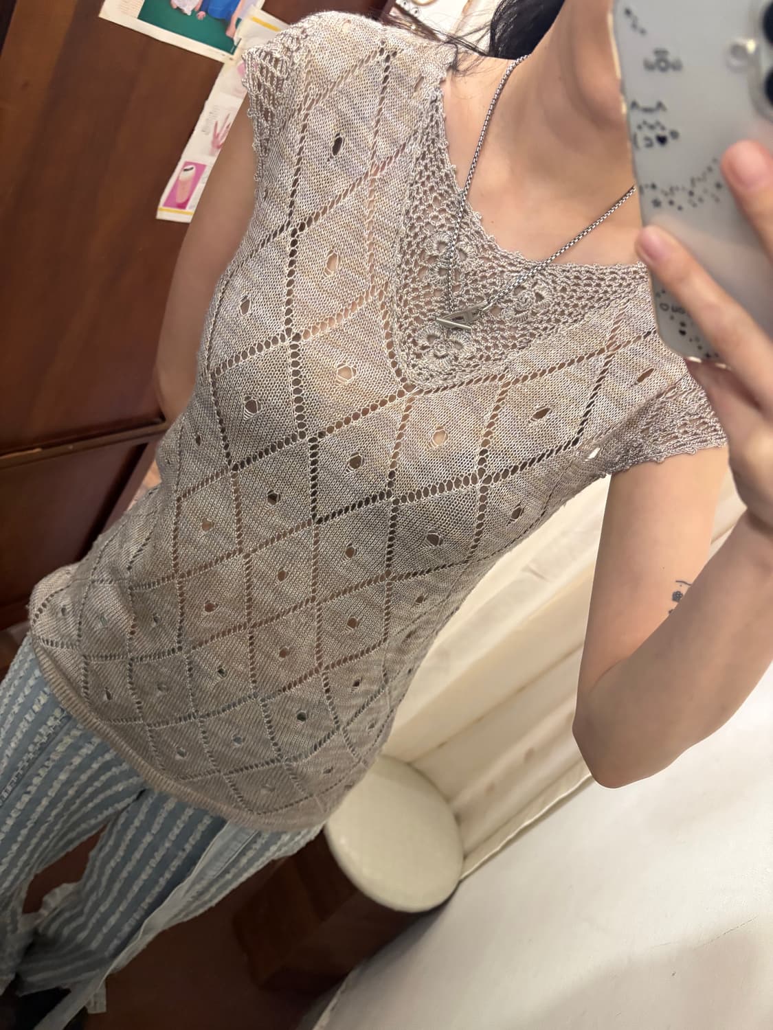 jpn vintage crochet knit top  상품이미지4