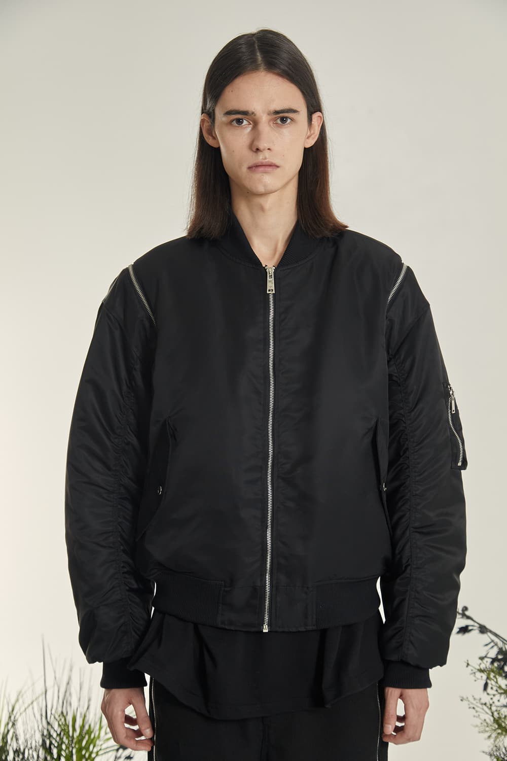 Oy BACK POCKET DOUBLE ZIP BOMBER-BLACK 상품이미지3