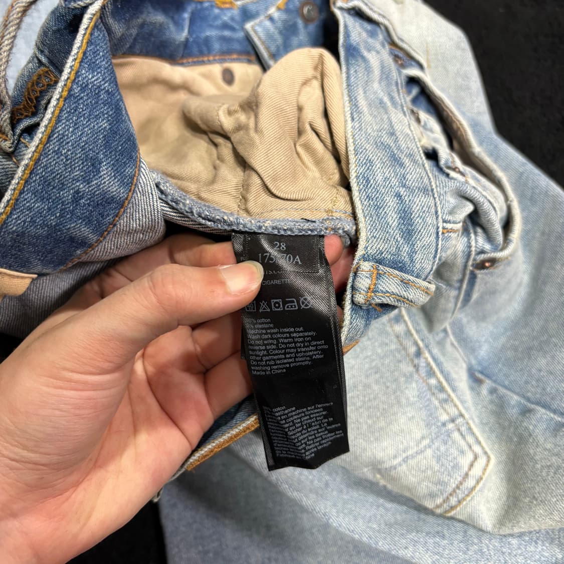 새상품 28 올세인츠 시가렛 연청 디스트로이드 데님팬츠 상품이미지6