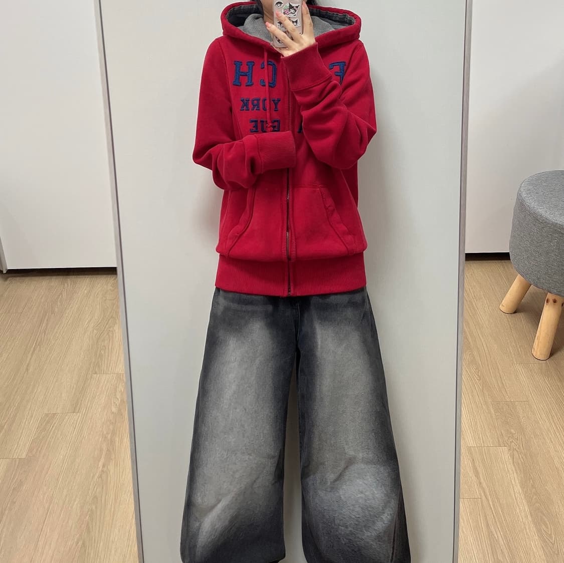 아베크롬비 자수로고 레드 후드집업 상품이미지1