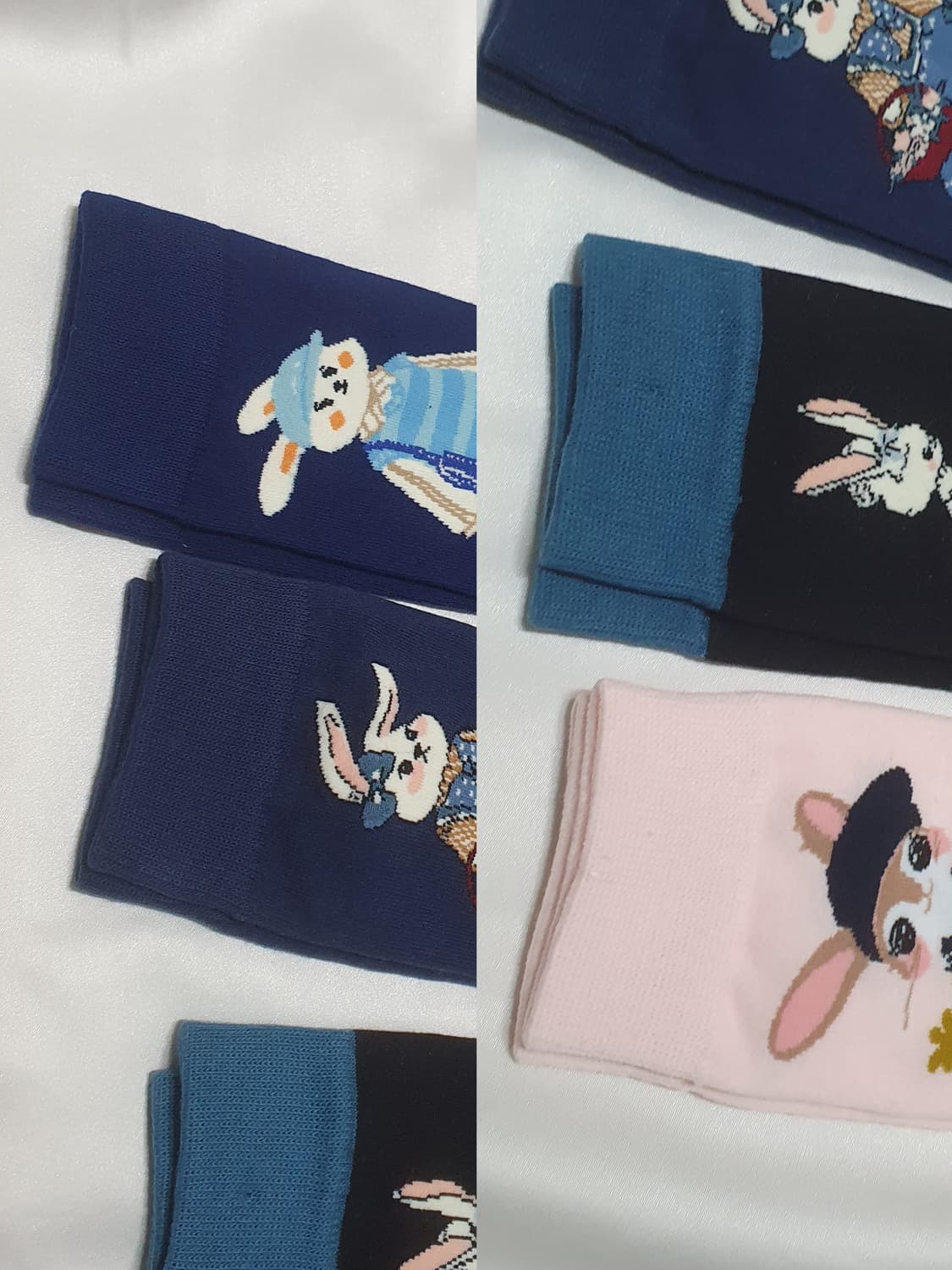 블루 네이비 핑크 토끼 도트 리본 기타 양말 상품이미지6