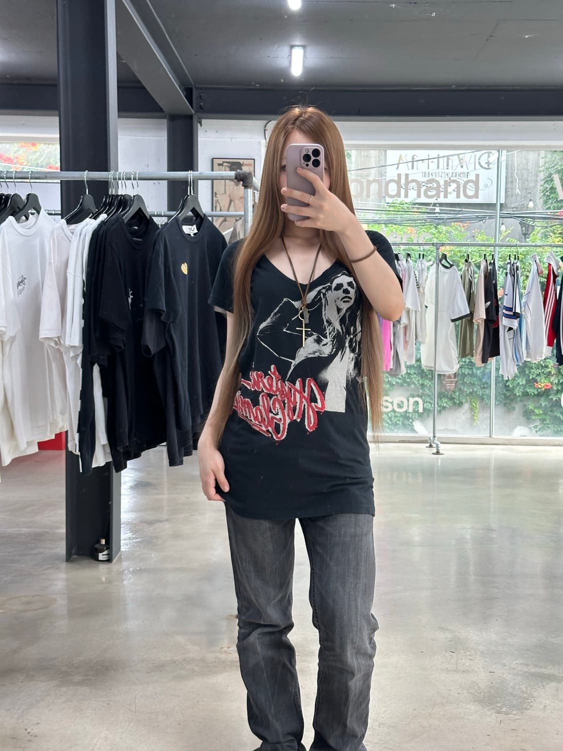 히스테릭글래머 히스걸 글리터스펠아웃 브이넥 원피스 반팔 상품이미지2